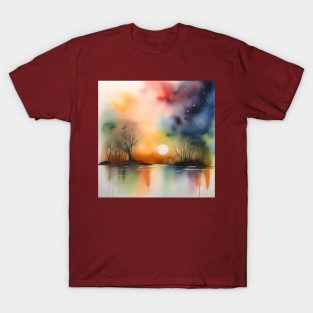 Fall Evening Scene B in Watercolors & Pen T-Shirt